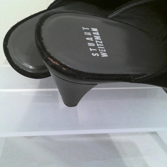 Stuart Weitzman black Suede Mule Heel Slides Sz 7.5 - Picture 4 of 5